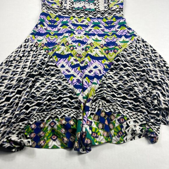 Gabby Skye Geometric Boho Mixed Print Short Sleeve Fit Flare Dress Work Sz 4 - Picture 2 of 11